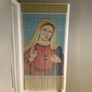 Y2K Beaded Bamboo Door Curtain Virgin Mother Mary